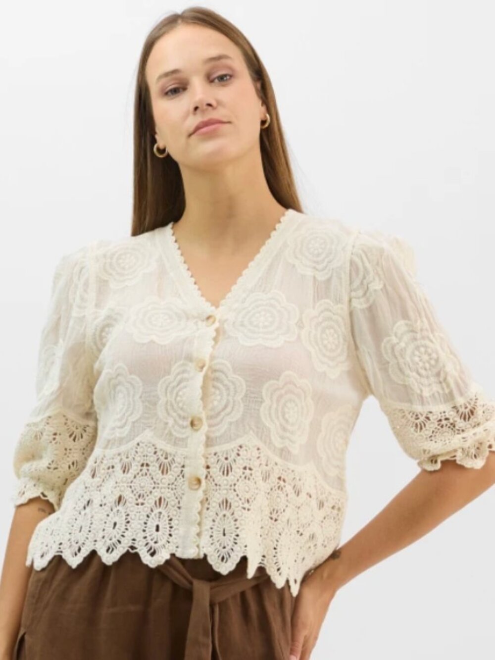 Liv Los Angeles Black Crochet Blouse | Size Large - Picture 3 of 8